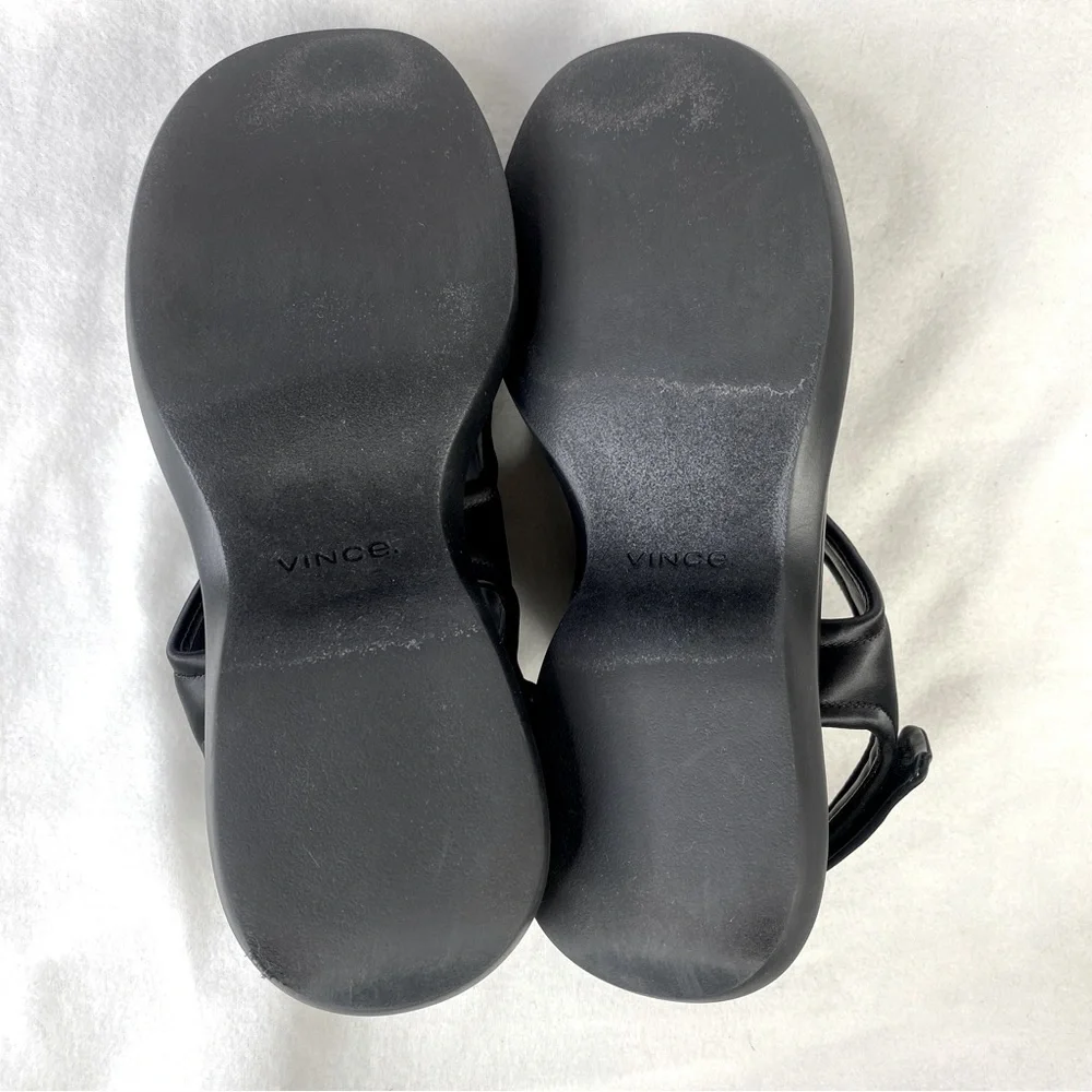 Vince Fresca Satin Strappy‎ Sandals 8.5 Black Sporty Chunky